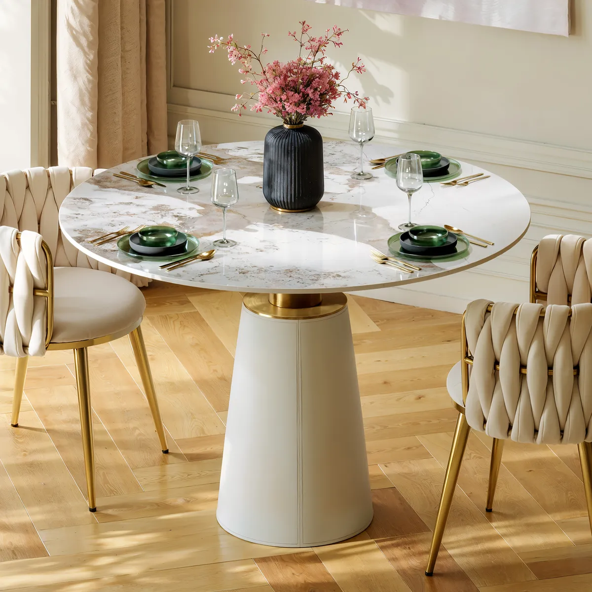 Dining Set 39" Sintered Stone Dining Table with 2 Chairs — image 12