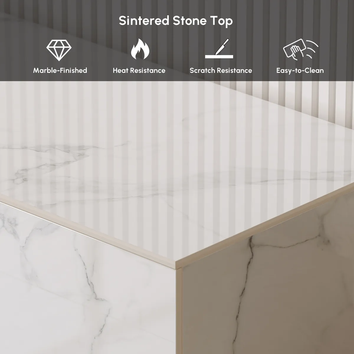 87" Black TV Stand Faux Marble with Storage for TVs Up — image 17