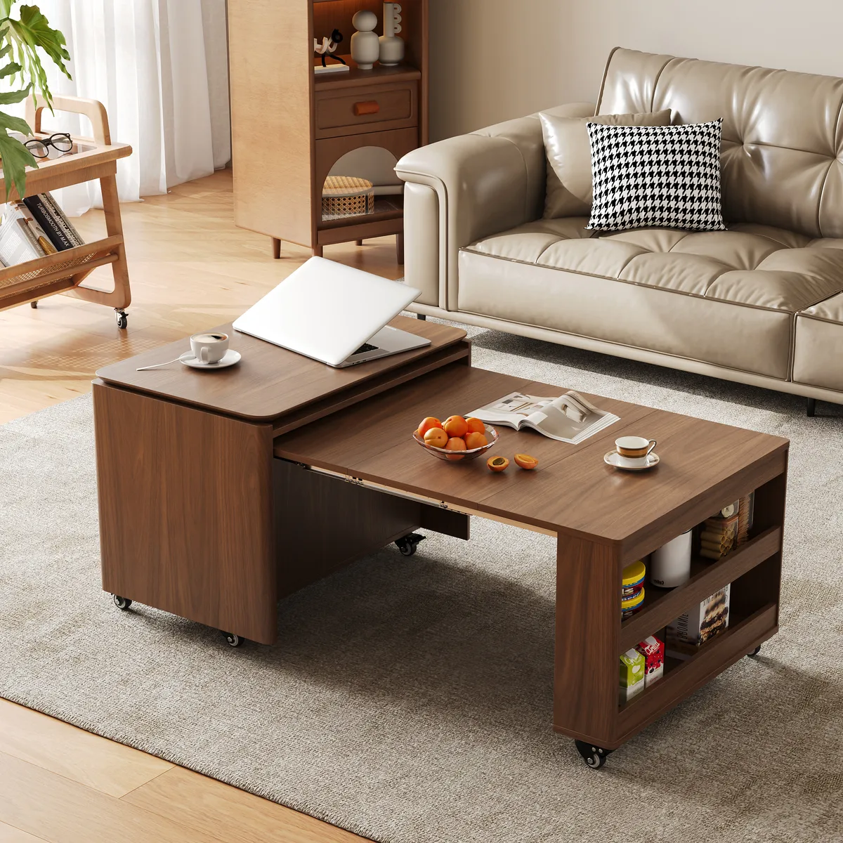 49.2" Lift-Top Extendable Coffee Table with Drawers & Storage Multifunction Table — image 2