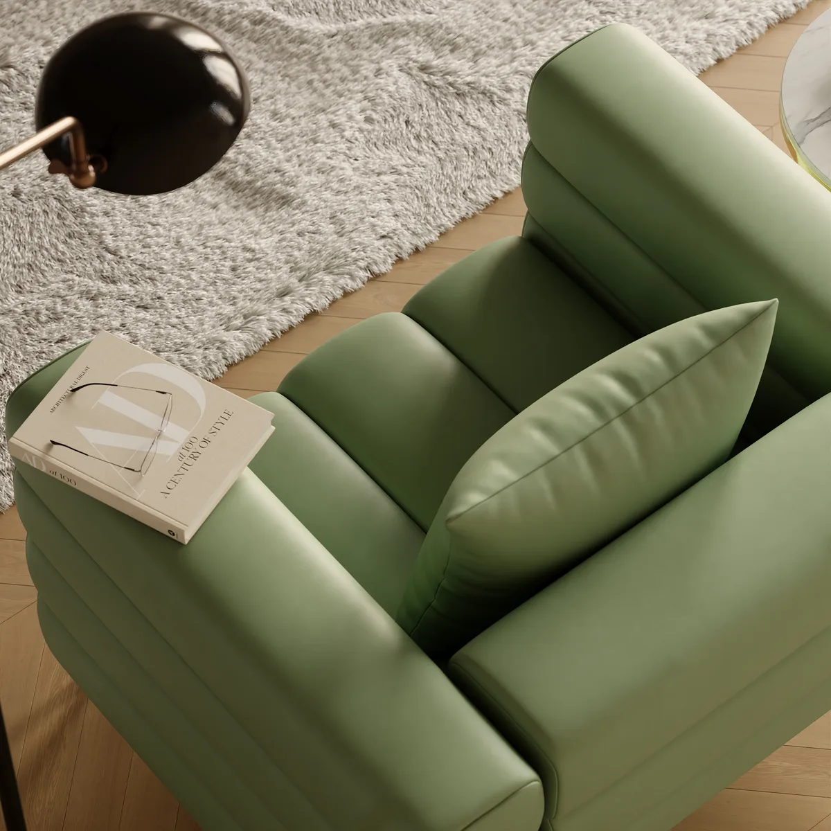 78.7" Modern White Boucle Upholstered Fluted 3-Seater Sofa for Living Room with Pillow White Boucle Accent Chair Modern Modular Armchair — image 16