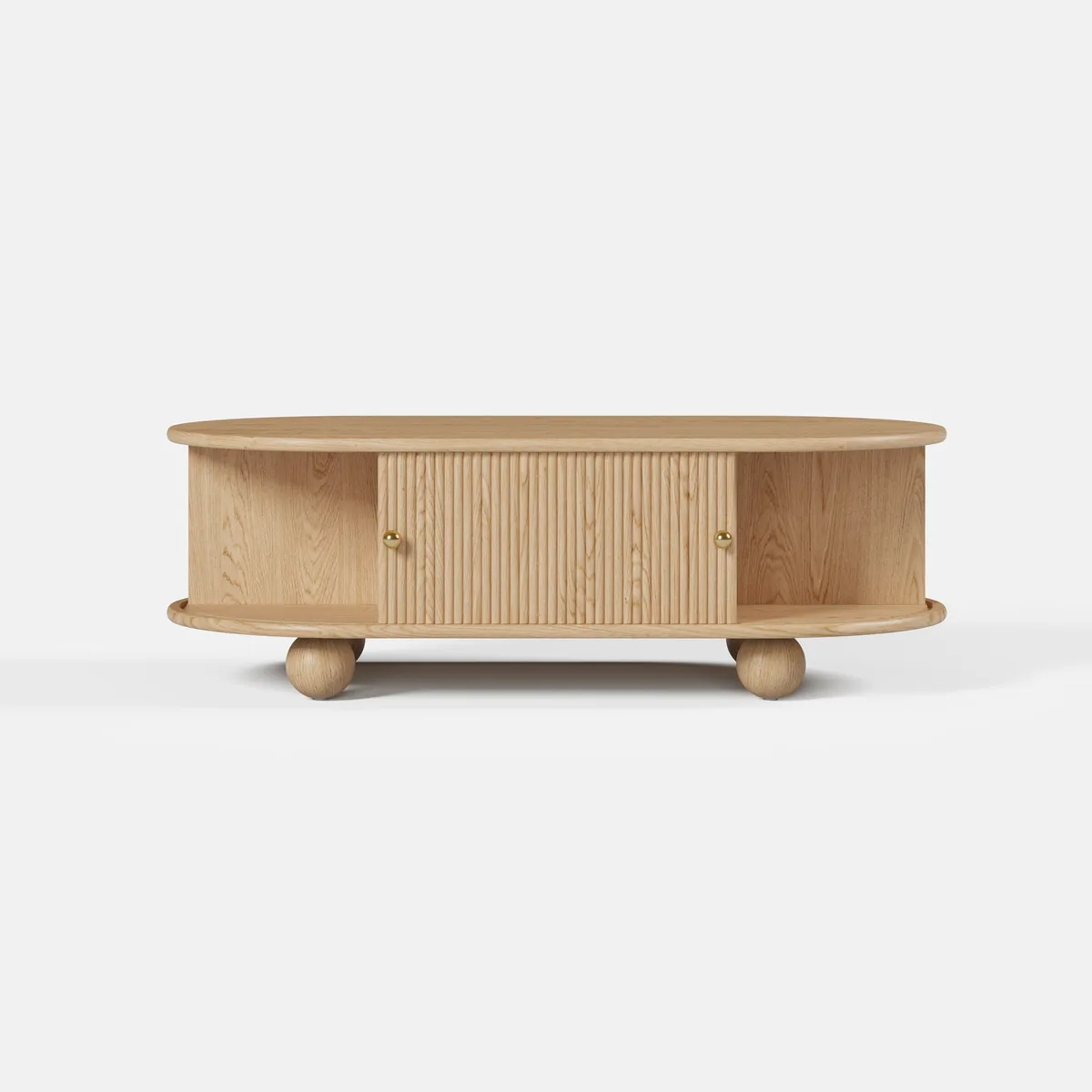 47" Tambour Door Solid Wood Coffee Table with Storage Oval — image 9