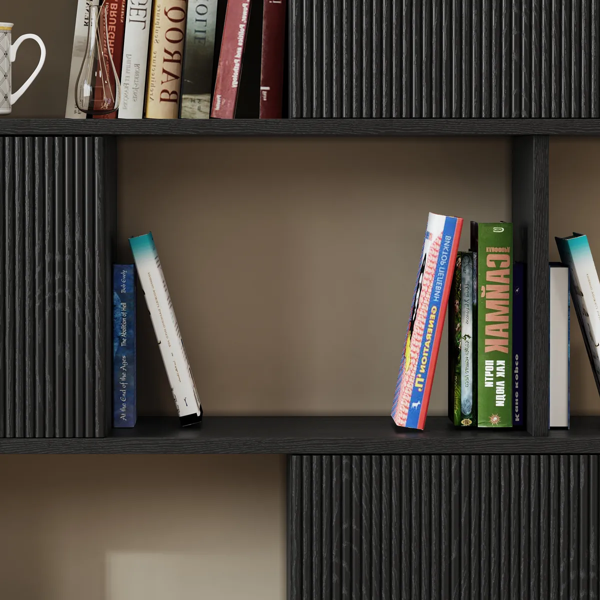 5-Shelf Walnut Bookshelf Etagere Tall Bookcase for Home & Office (72.8" High) — image 28