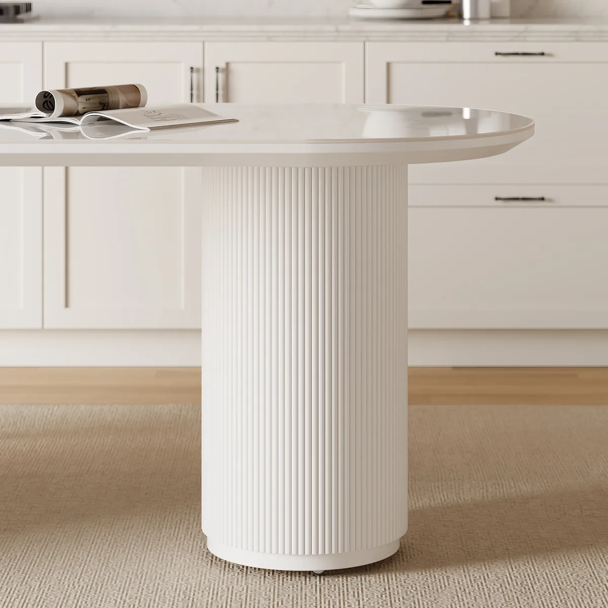 Expandable Kitchen Island with Marble-Pattern Sintered Stone Top 70.9"-82.7" — image 7