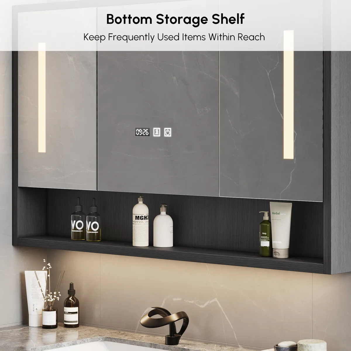 39.3" Walnut Bathroom Vanity & LED Medicine Cabinet Set — image 20