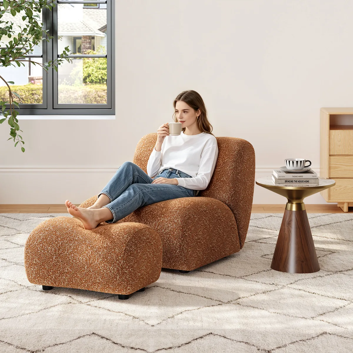 17" Performance Boucle Upholstered Curved Slipper Accent Chair — image 13