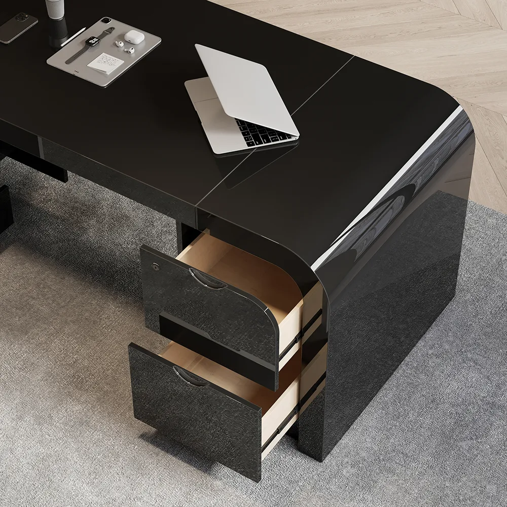 Chicent 71'' L-shaped Smoked Brown Computer Desk with Cabinet Left Hand — image 26