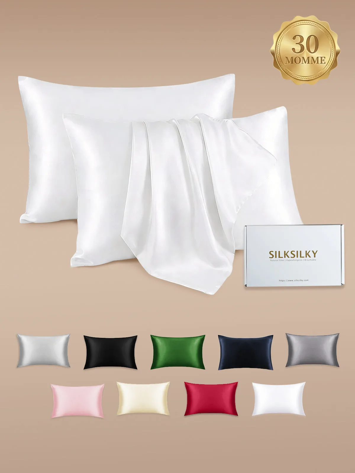 2Pcs 30Momme 100% Silk Pillowcases Bundle- Hidden Zipper