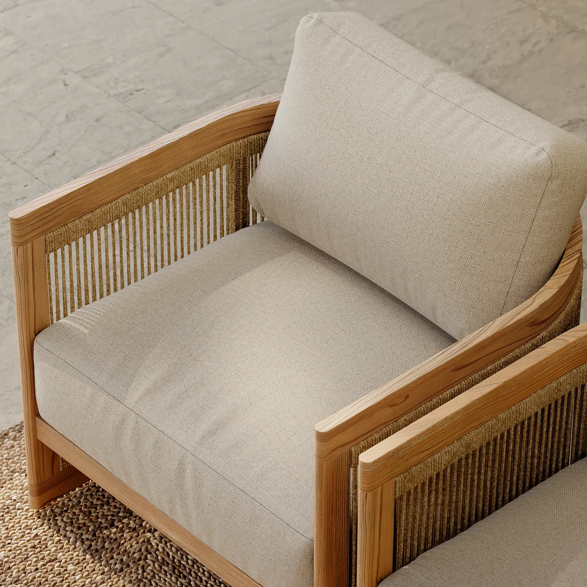 4-Piece Outdoor Teak & Rope Weave Sofa Set with Coffee Table — image 19