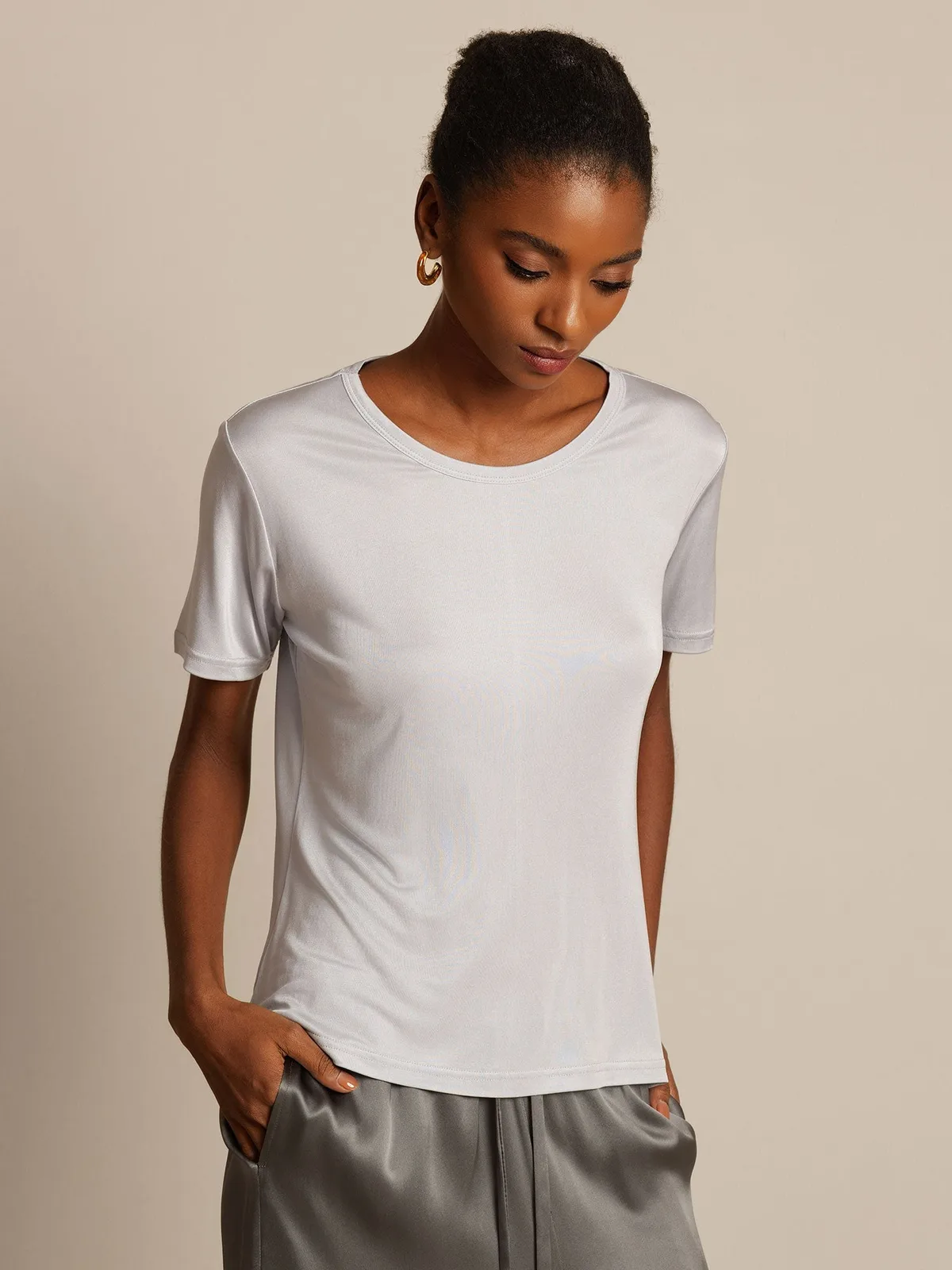 100% Mulberry Silk Short Sleeve Women's T-Shirt — image 3