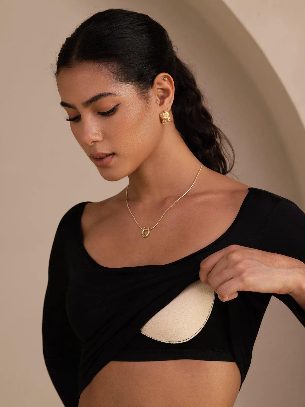 100% Mulberry Silk Scoop Neck Women's Open Back Top with Built-in Bra — image 5