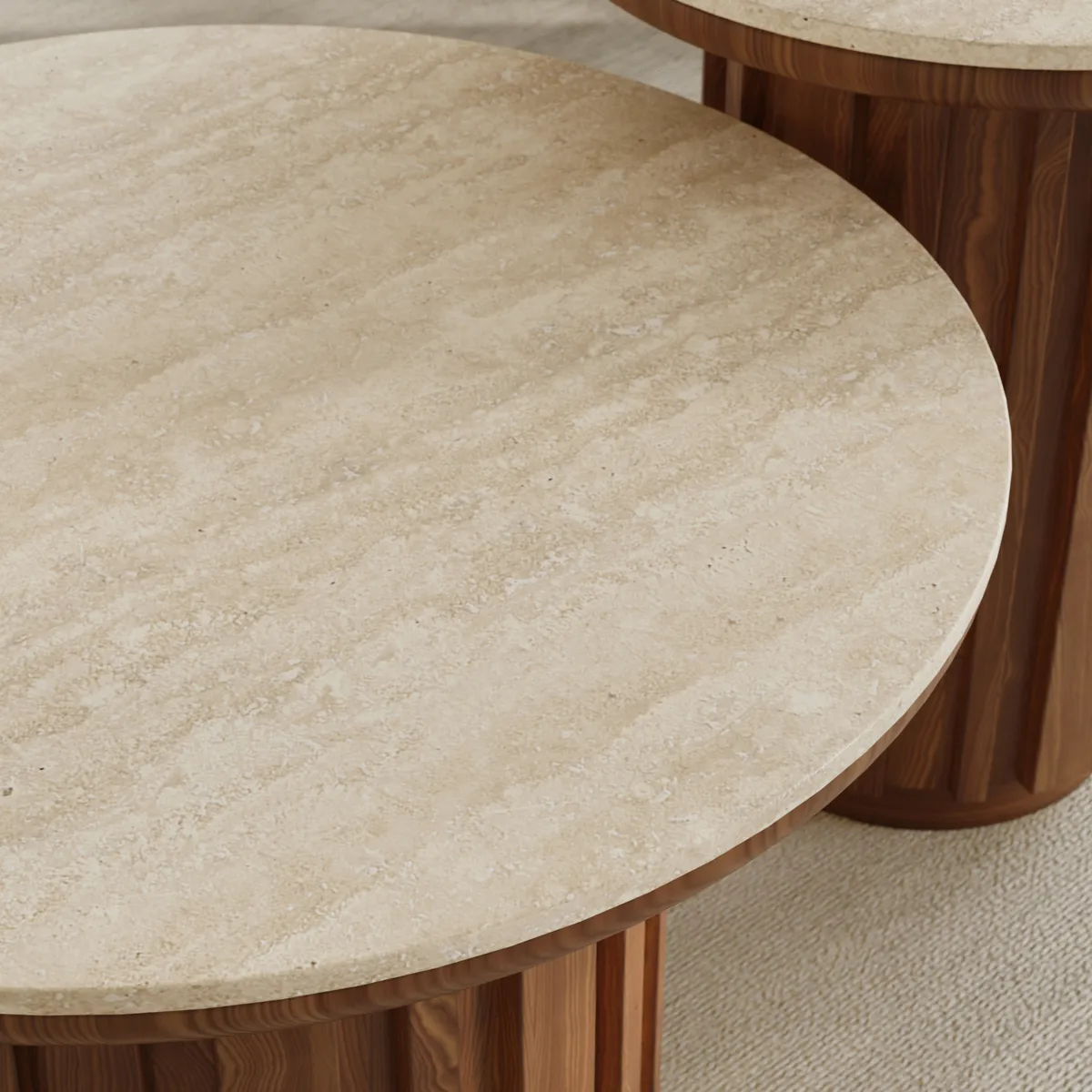 Aura Ash Wood Slatted Round Coffee Table with Sintered Stone Top — image 19
