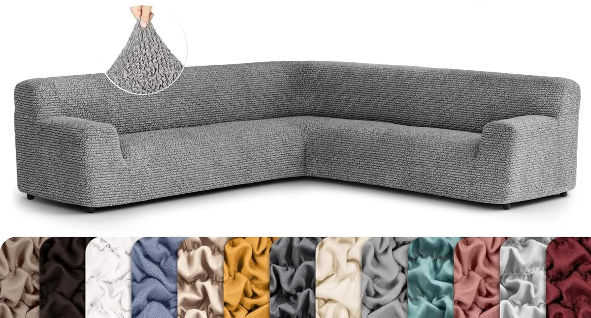 Oversized Corner Sectional Couch Cover - 1-Piece Furniture Protector - Form Fit, Machine Washable -MicrofibraCollection — image 19
