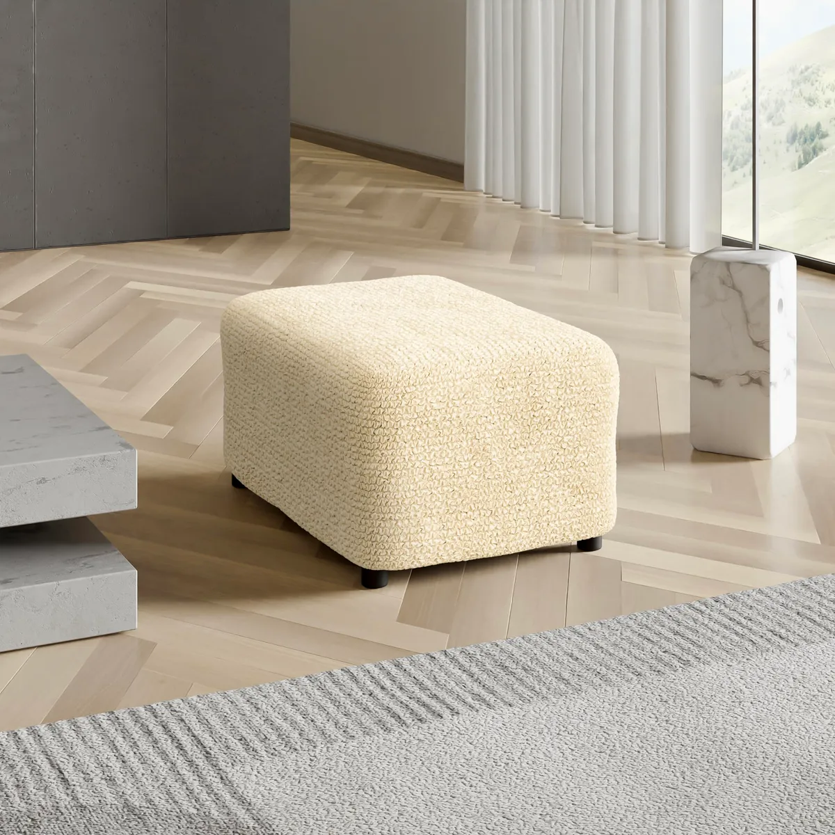 Ottoman Slipcovers - 1-Piece Furniture Protector - Form Fit, Machine Washable -MicrofibraCollection — image 20
