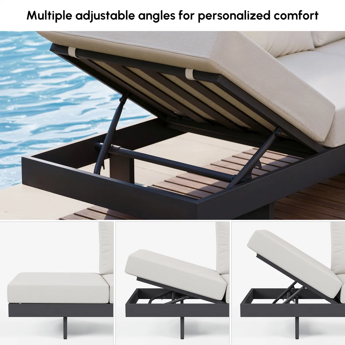 Tevara 7-Piece Outdoor Teak & Aluminum Modular Sofa Set for 6 with Ivory Cover — image 21