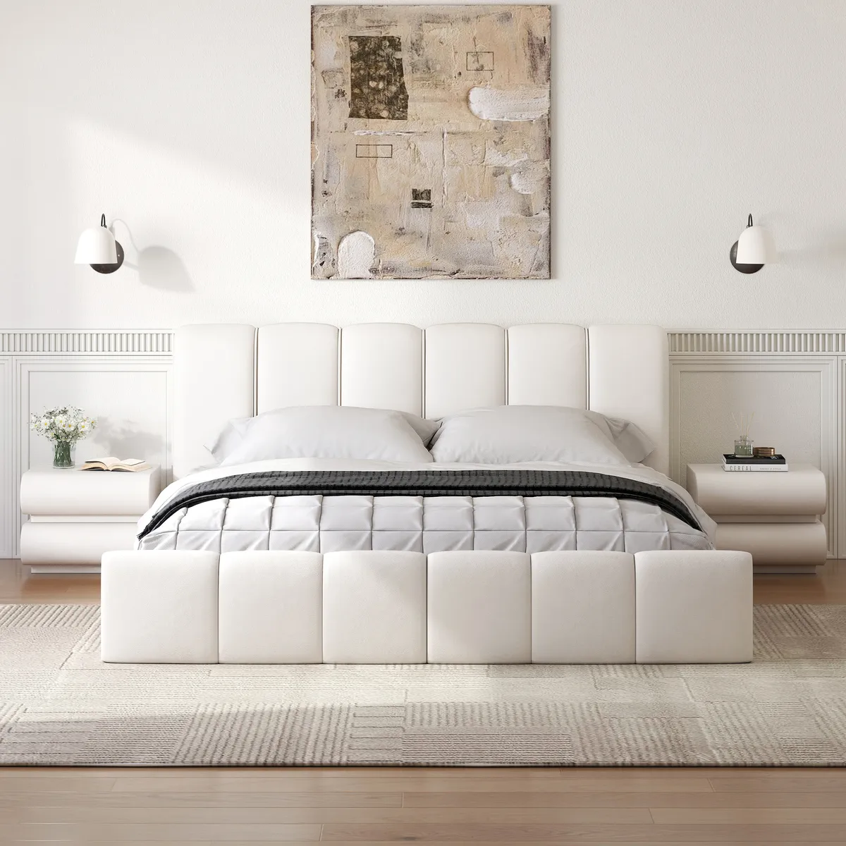 King Bedroom beds Set Wingback King