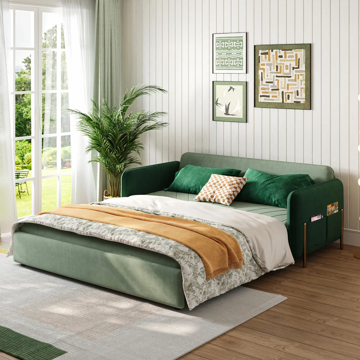 68" Full 2-Seater Boucle Convertible Sleeper Sofa — image 26