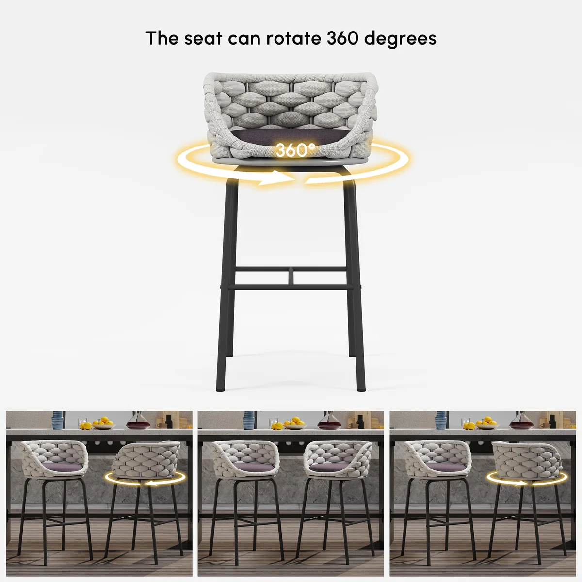 7-Piece Outdoor Sintered Stone & Aluminum Bar Dining Set with 6 Bar Stools — image 16