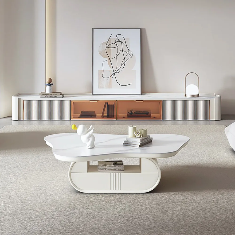 Cloud Coffee Table Wood Irregular Sintered Stone Top — image 13