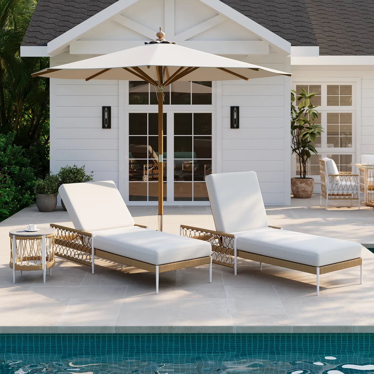 79.5" Ropipe Outdoor Rope-Woven Lounge Chair with Adjustable Backrest & Wheels — image 3