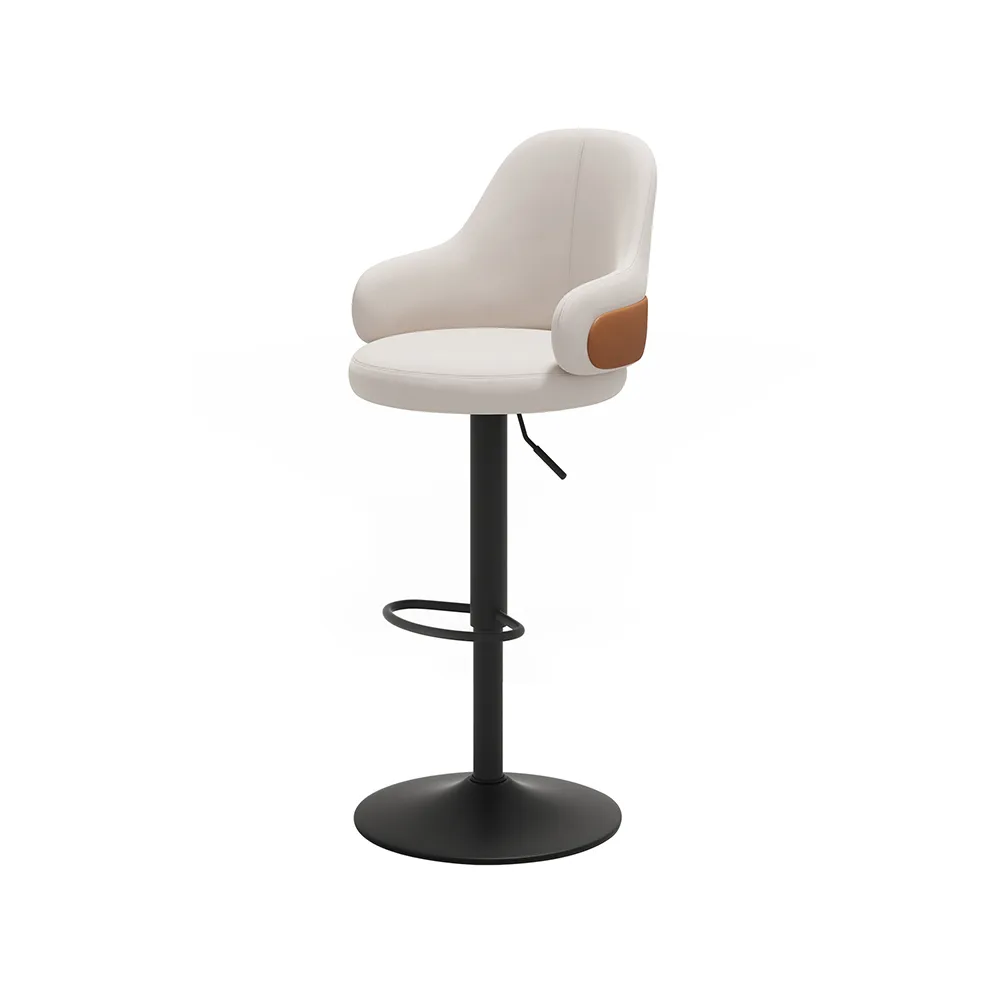 Swivel Bar Stool for Kitchen Island Curved Wing Back White Velvet Adjustable Height — image 8