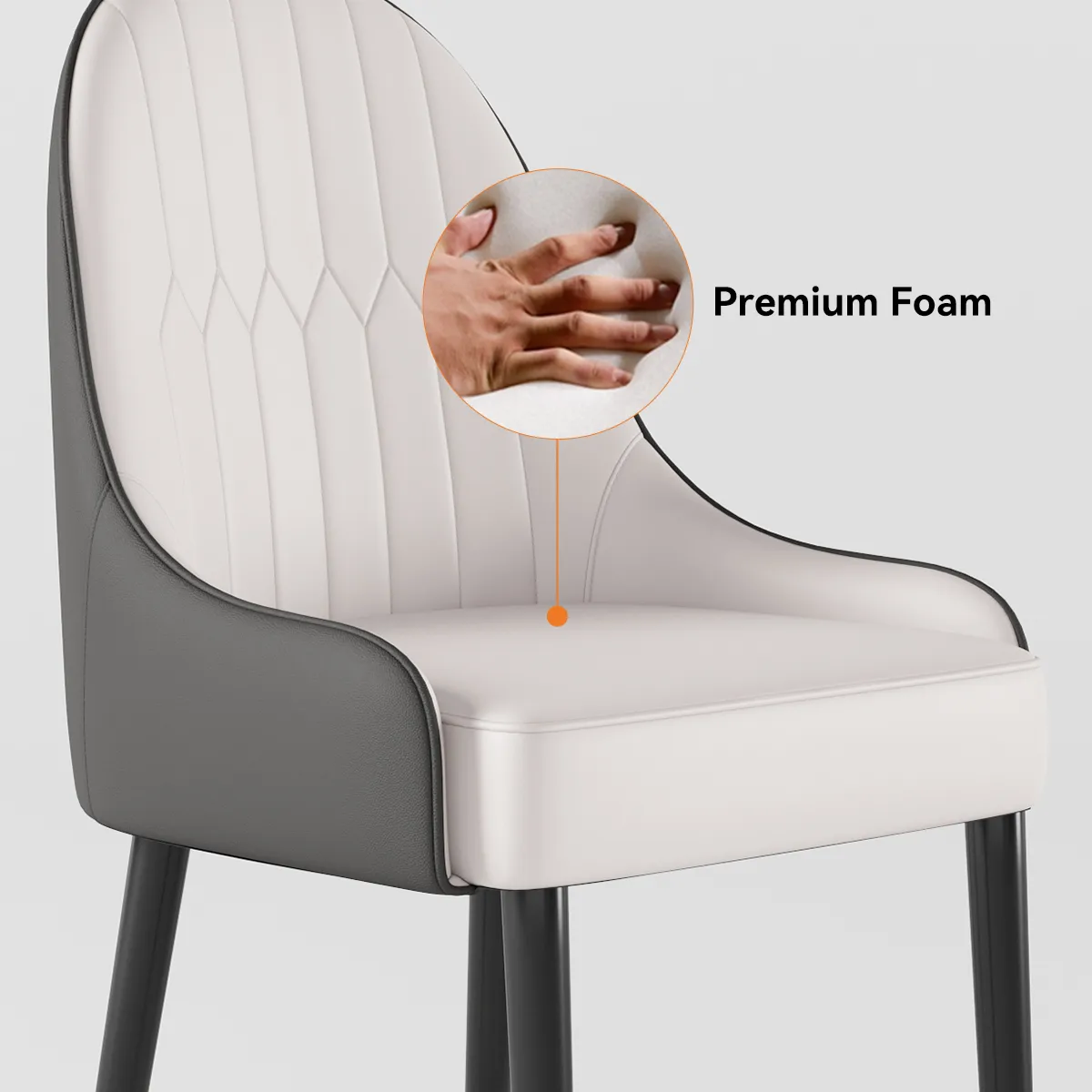 Darg Modern PU Leather 6-Piece Dining Chairs in White & Gray with Metal Legs — image 24