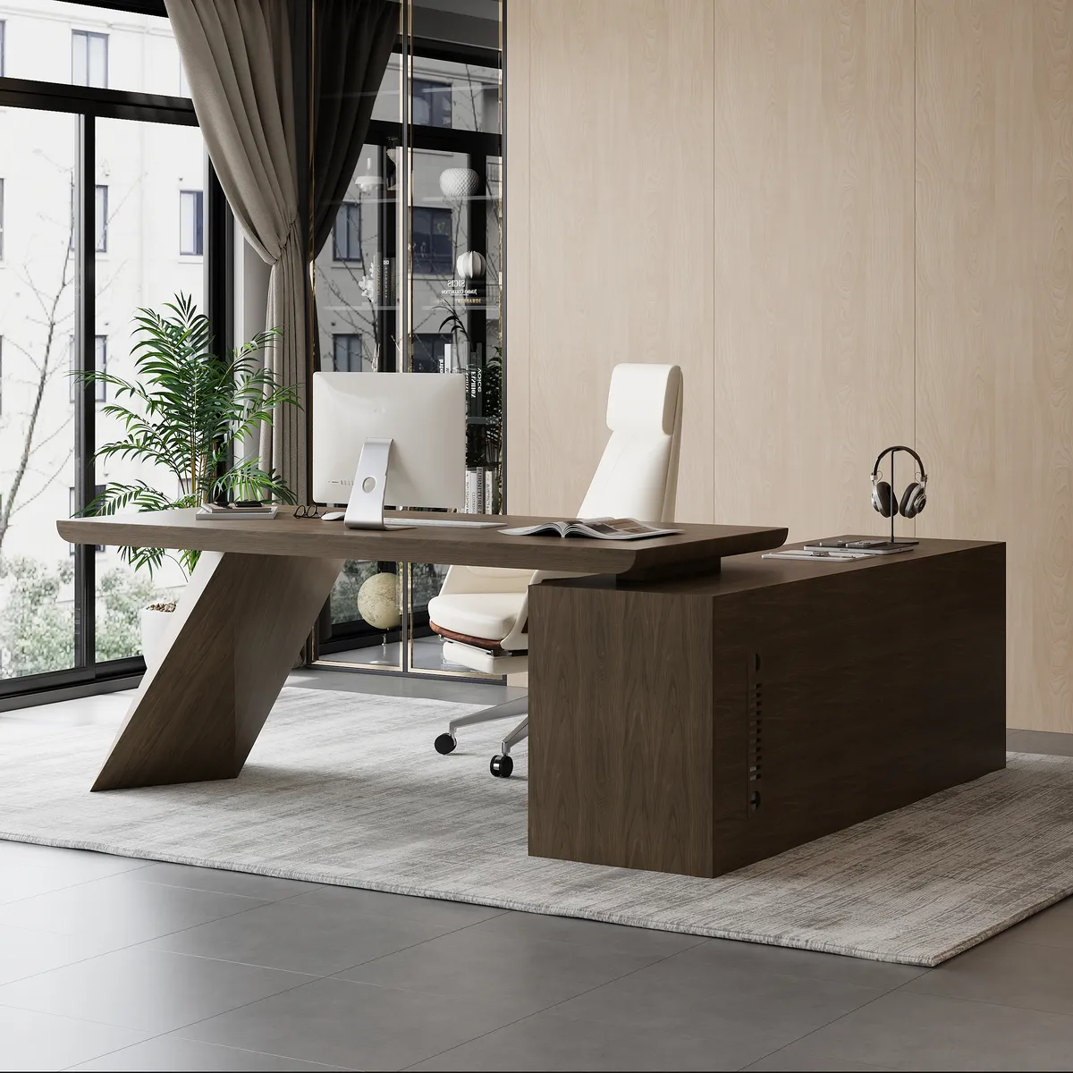 Modern 71" L-Shaped Whitewash Executive Desk with Storage, Left Hand — image 22