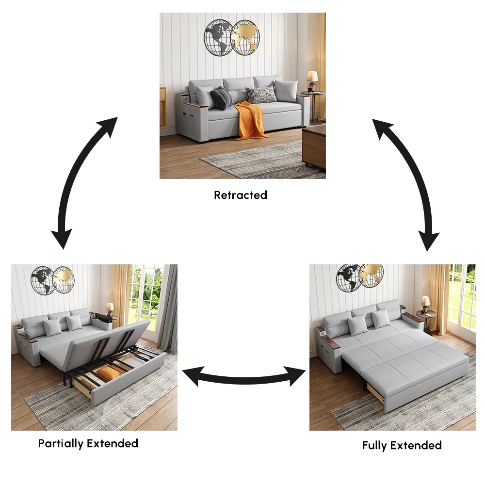 King Size Daybed with Trundle Linen Pull Out Sofa Bed — image 20
