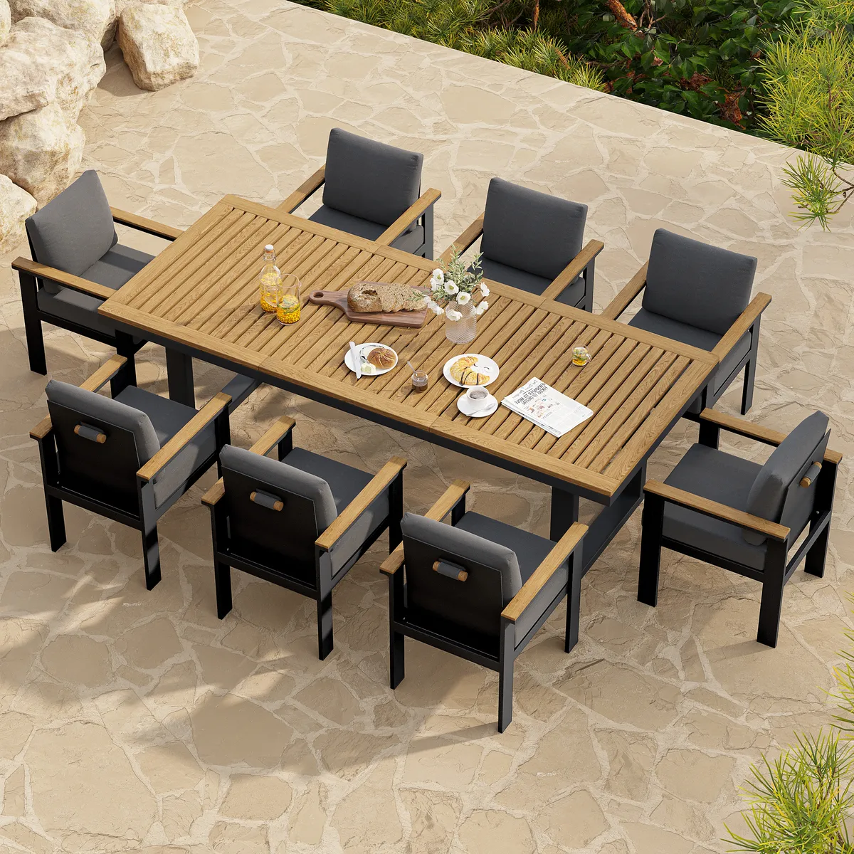 Tevara Outdoor Teak & Aluminum Dining Chairs — image 4