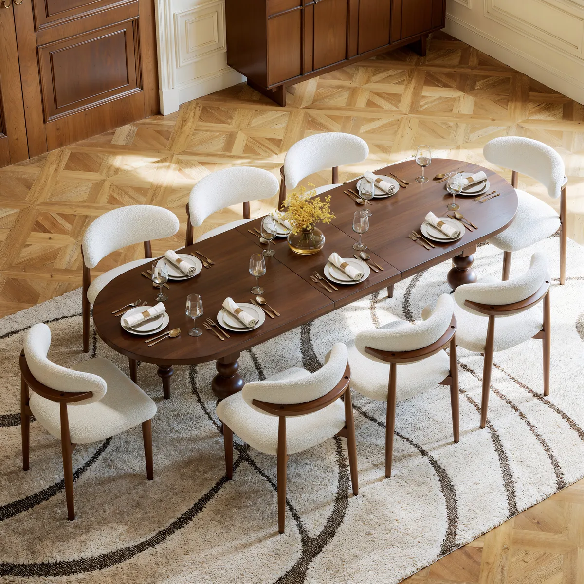 Dining Set 67"-79" Extendable Dining Table Black with 6 Chairs — image 29