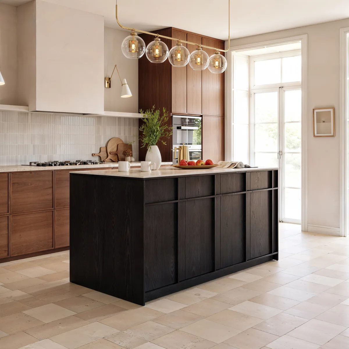 Modern 72" Faux Travertine Sintered Stone Kitchen Island with Storage & LED Light — image 13