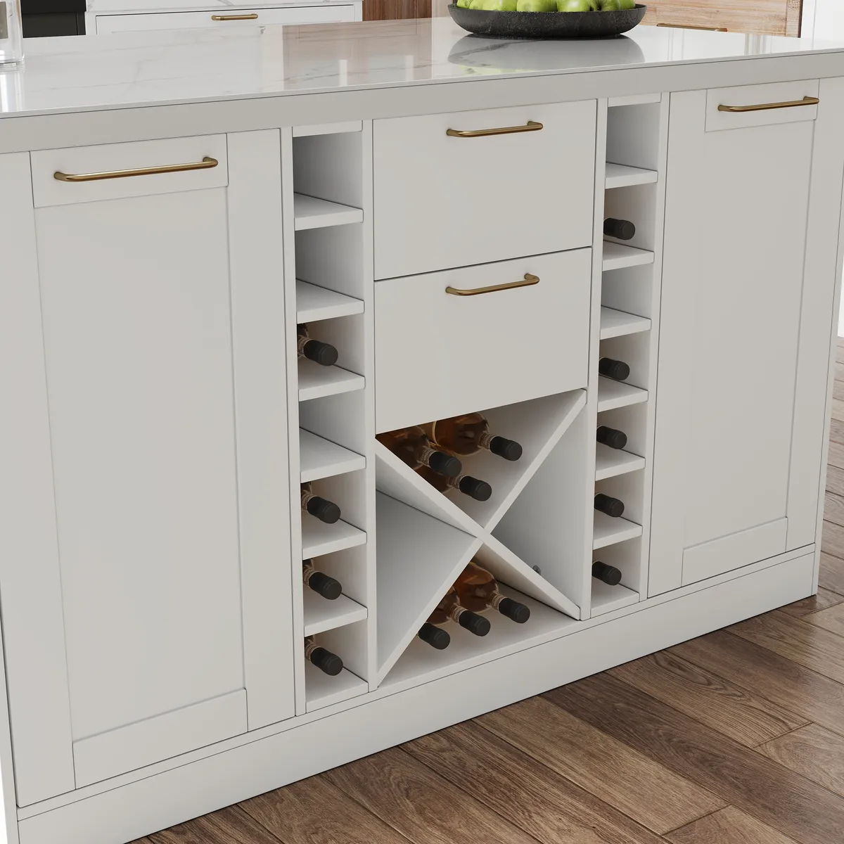 72" Modern Laminate Kitchen lsland Natural & White with Storage — image 9