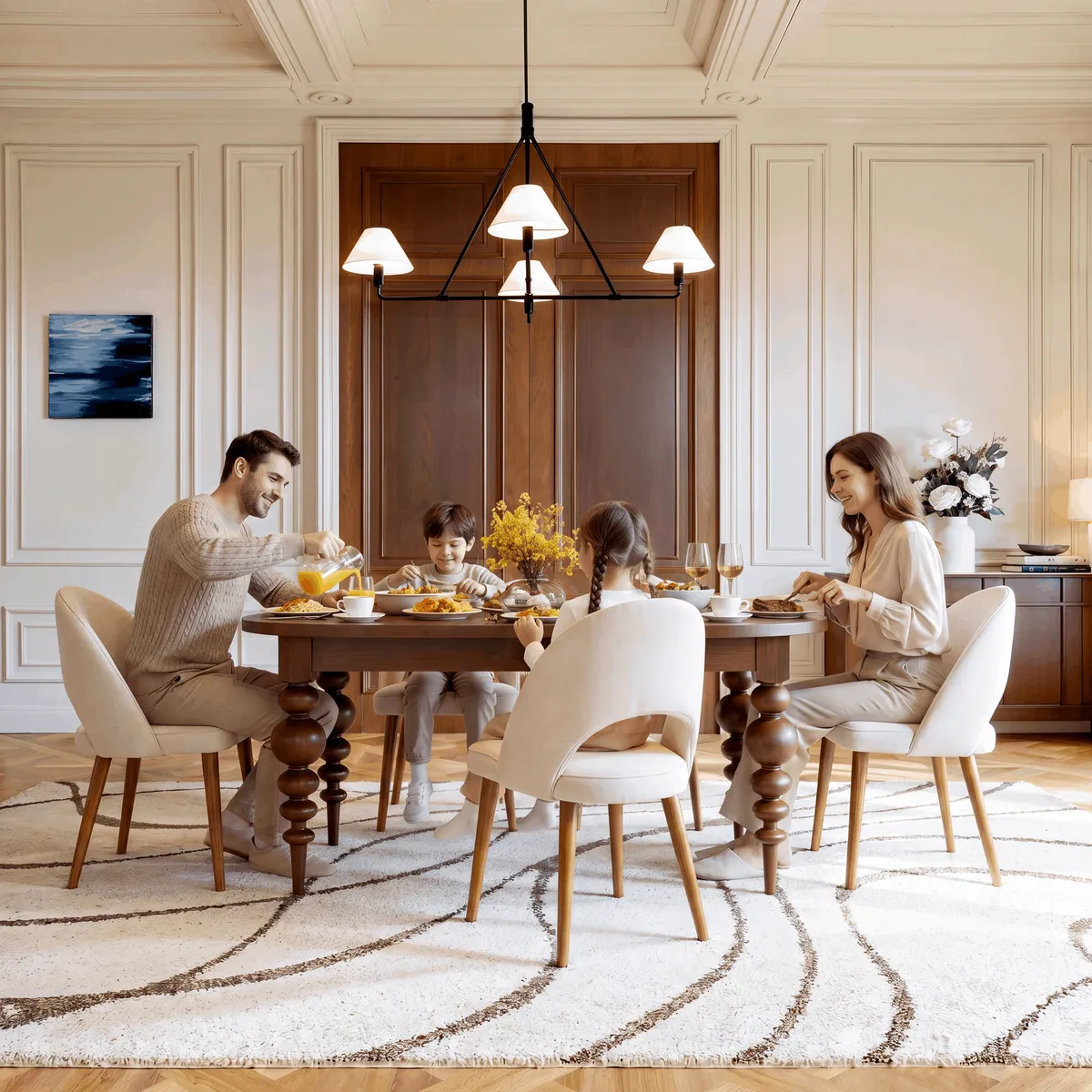 67"-79" Mid-Century Dining Table Oval Extendable Walnut Table for 4-8 Person with Turned Legs — image 18