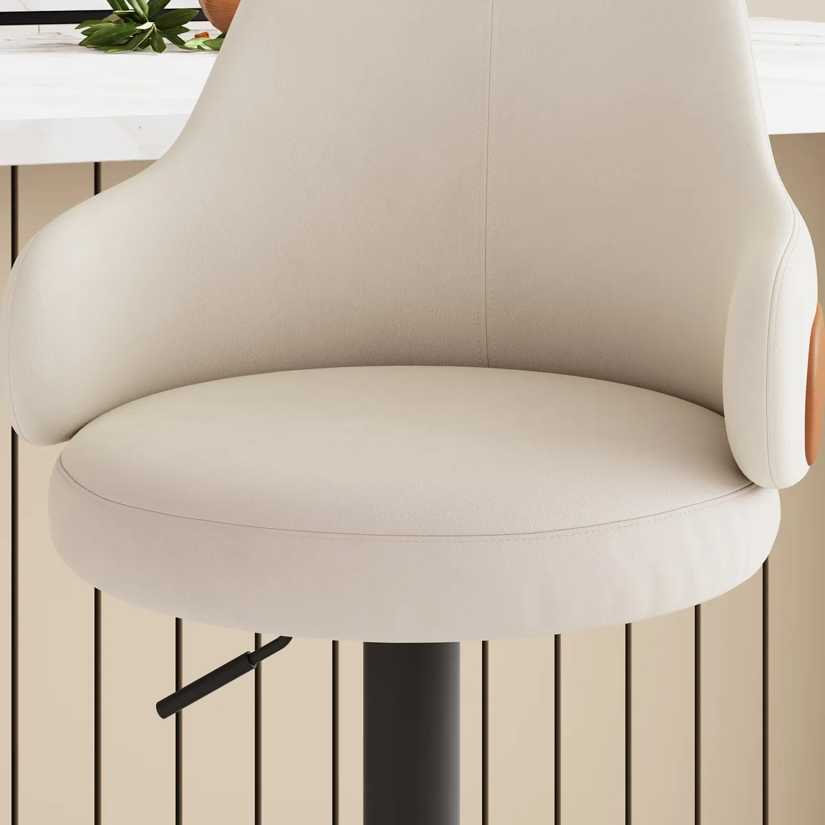 Swivel Bar Stool for Kitchen Island Curved Wing Back White Velvet Adjustable Height — image 6