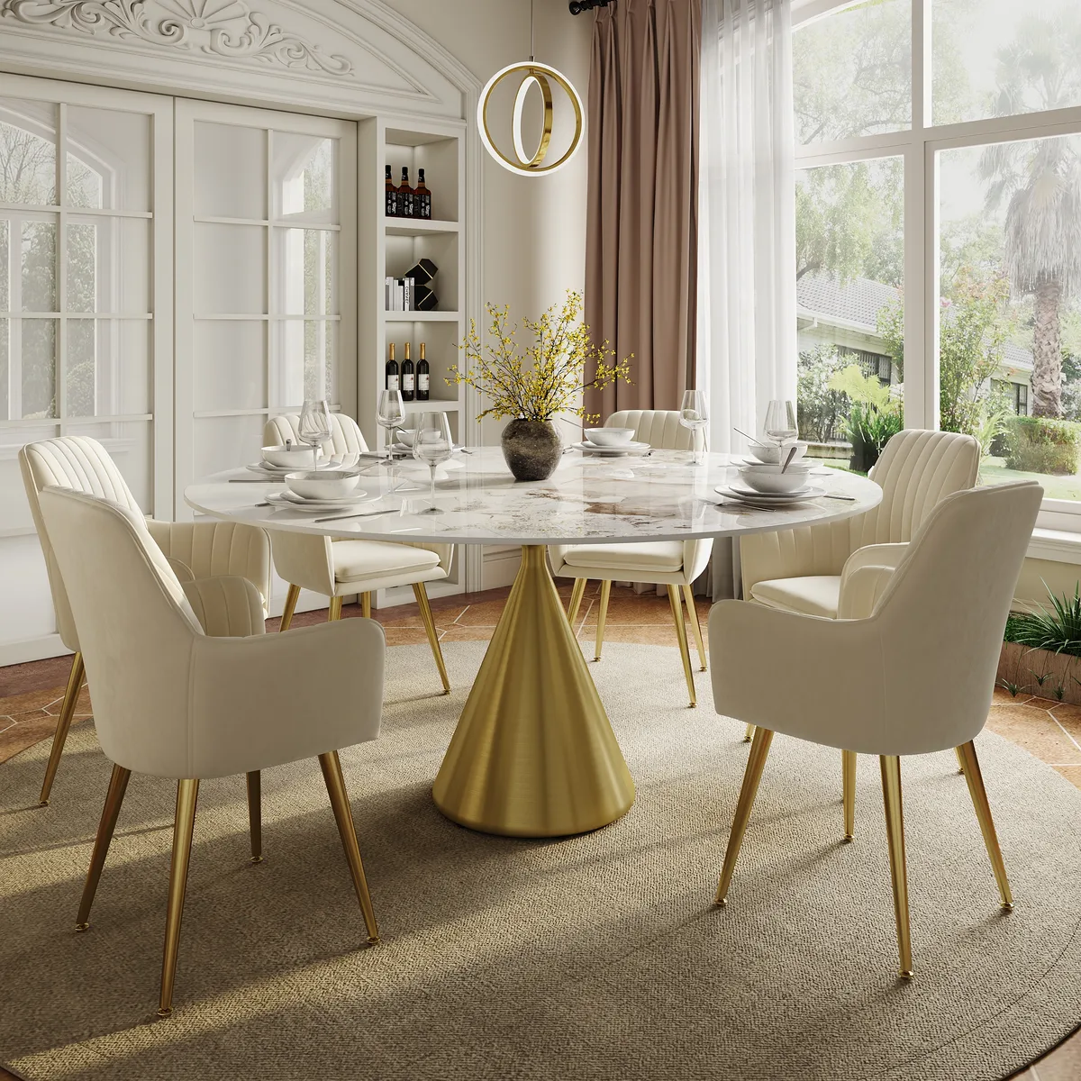 39" Modern Sintered Stone Dining Table Set with 2 Chairs — image 20