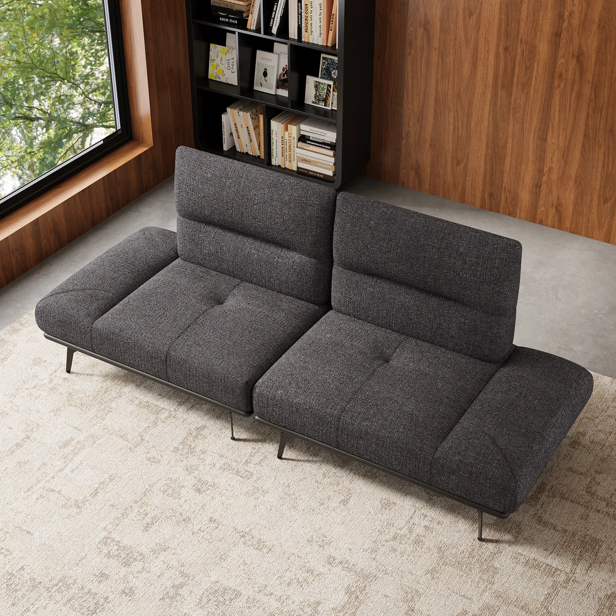 2-Piece Yarn-Dyed Fabric and Faux Leather Reclining Sectional Sofa — image 13