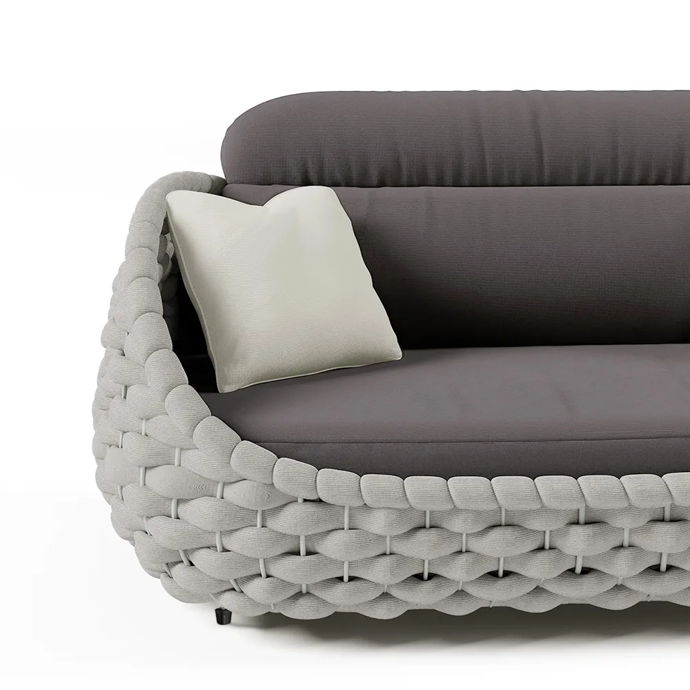 Cocaro 2-Seater Rope Woven Patio Loveseat with Removable Cushions — image 8