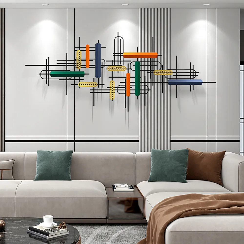 59" Modern Large Metal Wall Decor Unique Home Hanging Wall Art Decor in Gold & — image 3