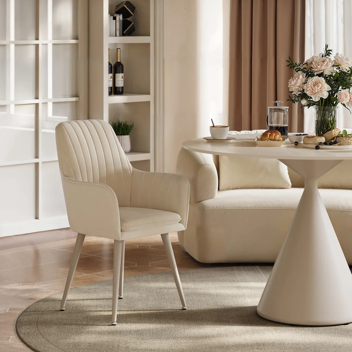 39" Pandora Faux Marble Round Dining Table with Glossy Gold Base for 4 People — image 18