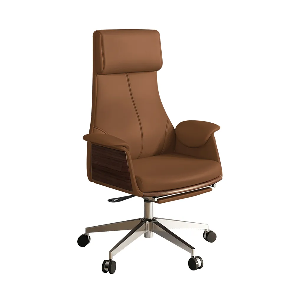 Reclining Leather Office Desk Chair High Back Adjustable Swivel — image 5