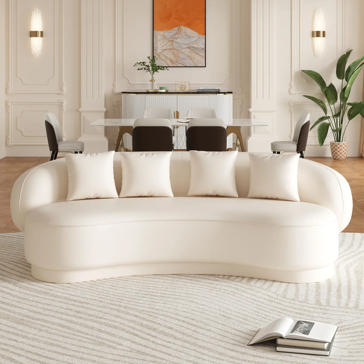 Modern Leather Upholstered Sofa 3-Seater Sofa — image 12