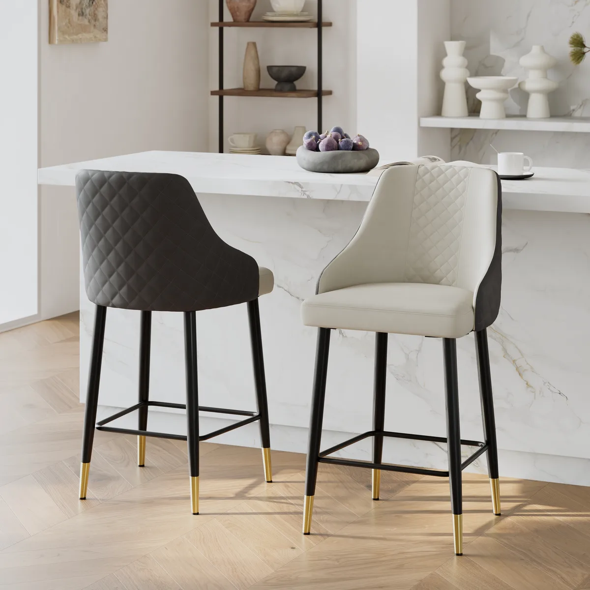 Diamic Black Faux Leather Counter Stool with Upholstered — image 23