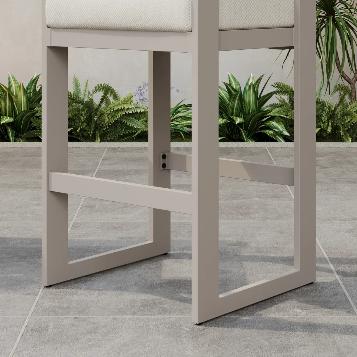 Tevara Outdoor Aluminum Frame & Teak Wood Armrest Bar Stools — image 20
