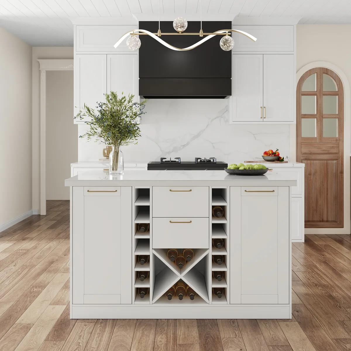 72" Modern Laminate Kitchen lsland Natural & White with Storage — image 3