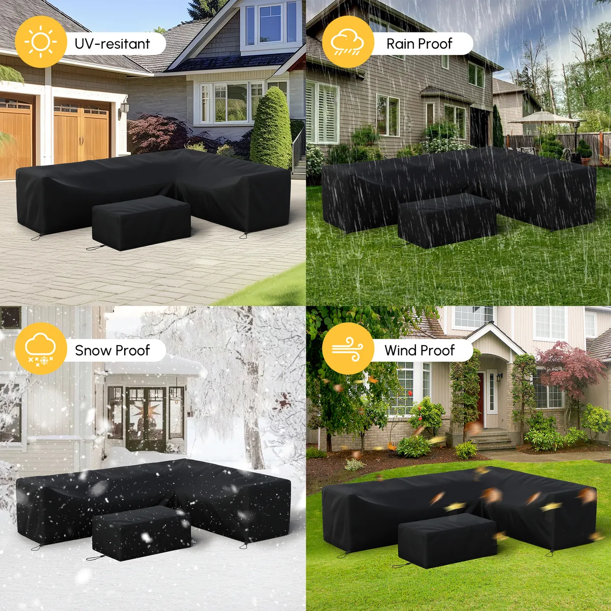 Fencura 600D Tough Canvas Waterproof Outdoor Patio Furniture Set Covers — image 5
