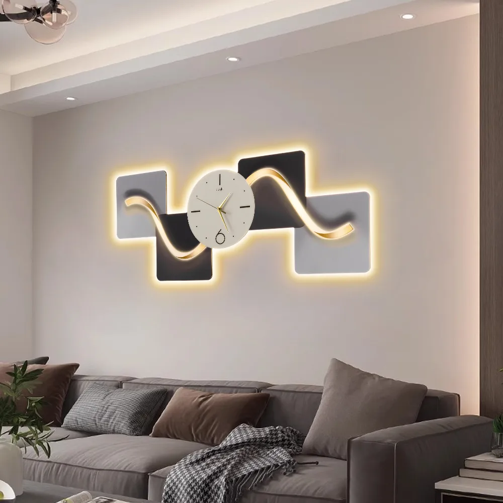 39.4" Large Silent Wall Clock Light Modern Abstract Geometric Decor Art Living Room — image 4