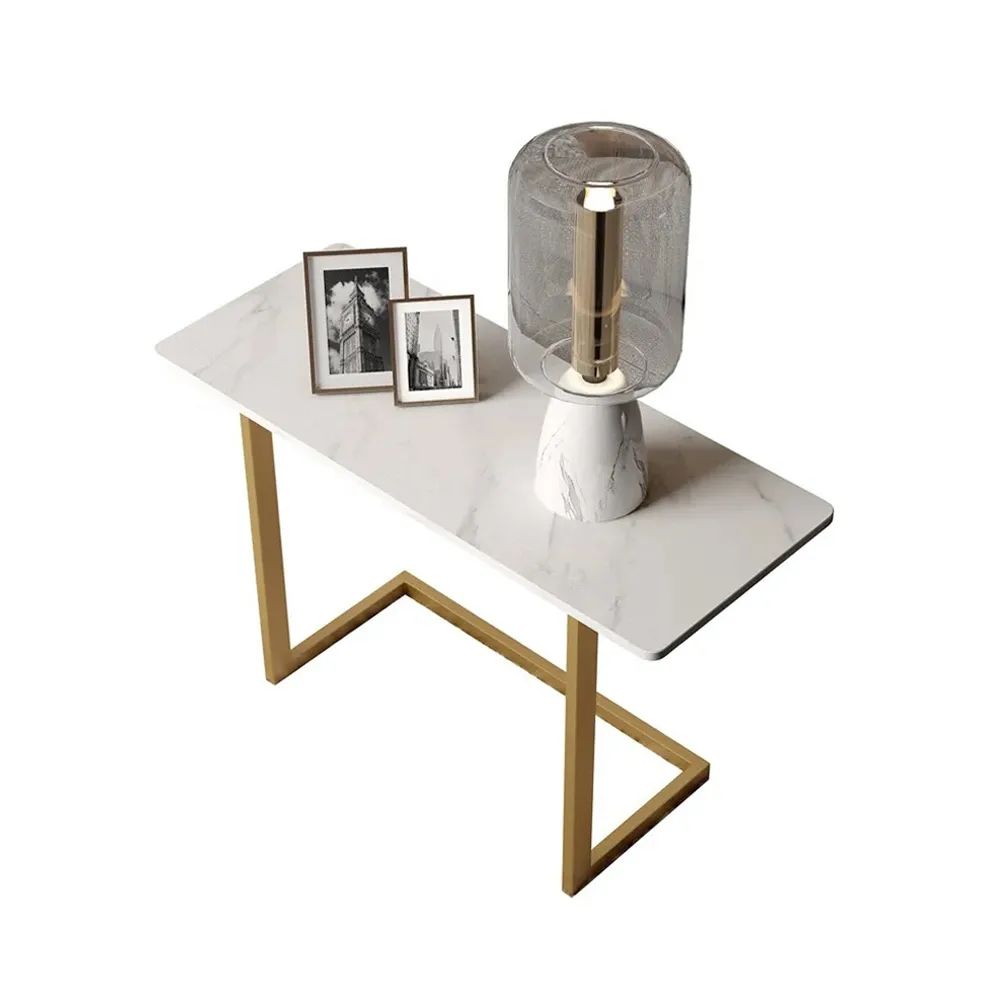 White End Table with Sintered Stone Tabletop Modern Rectangular Side Table — image 6