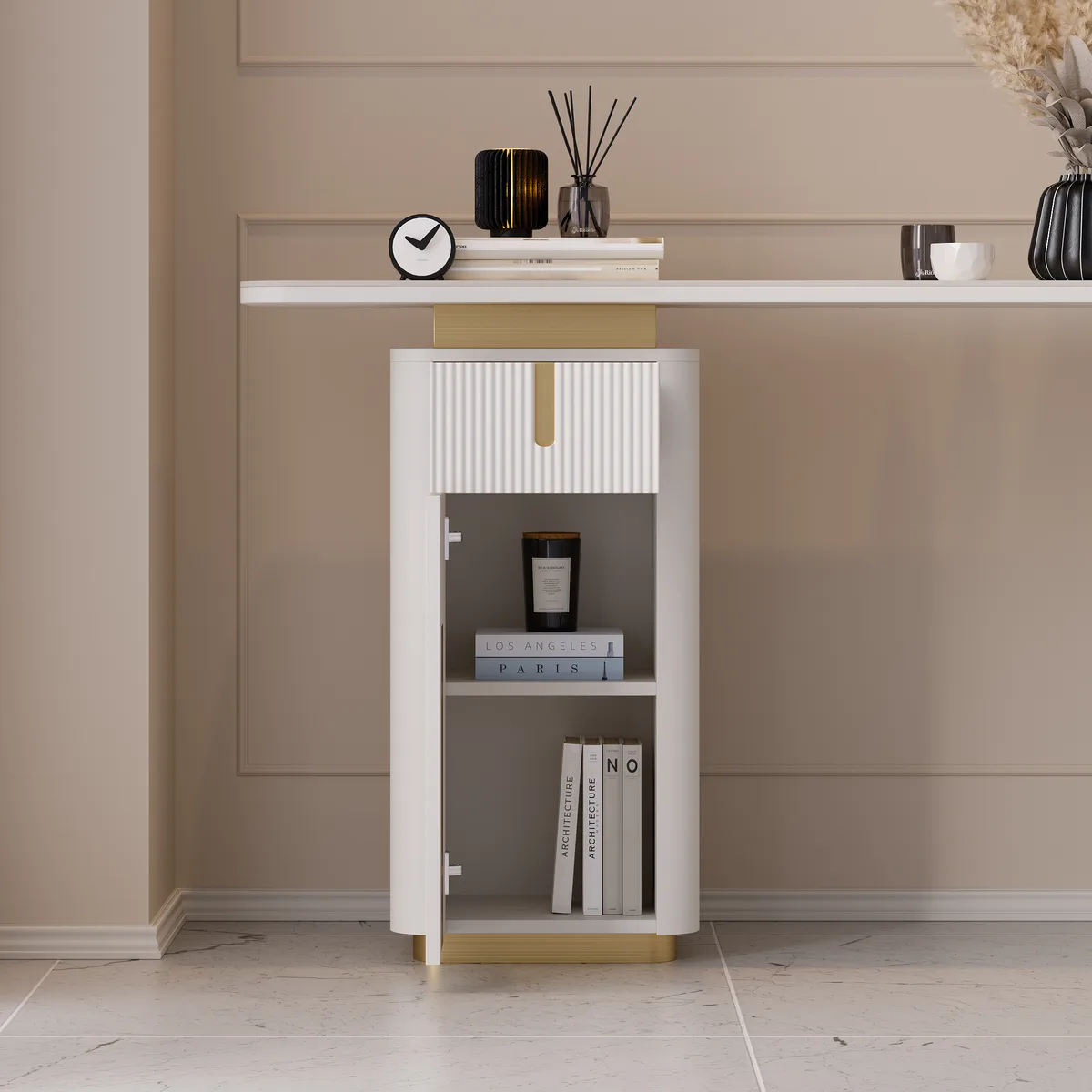 48" Modern Sintered Stone Console Table with Storage Entryway Table — image 8