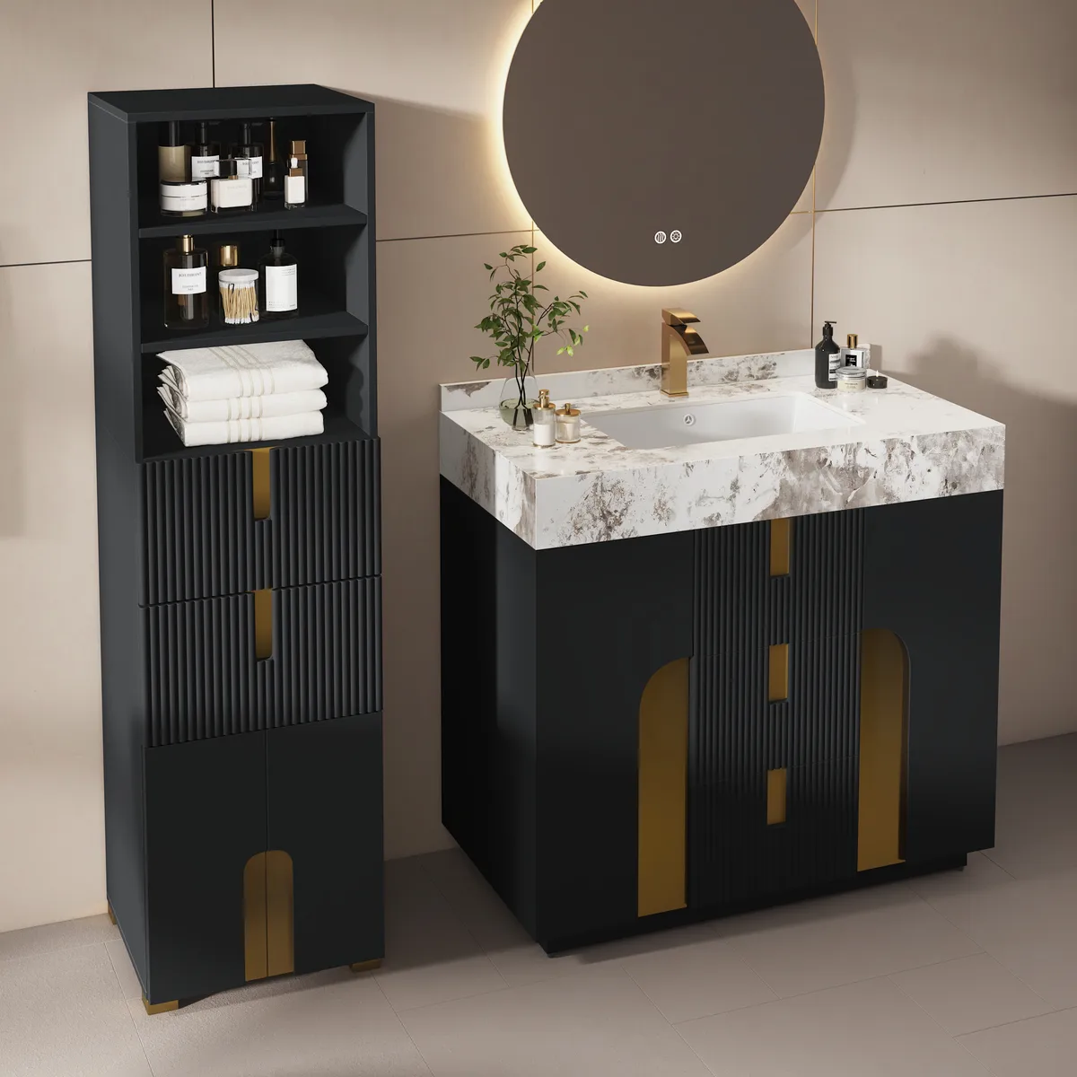Artis 59" Tall Bathroom Storage Cabinet & 36" Single Vanity Set — image 12