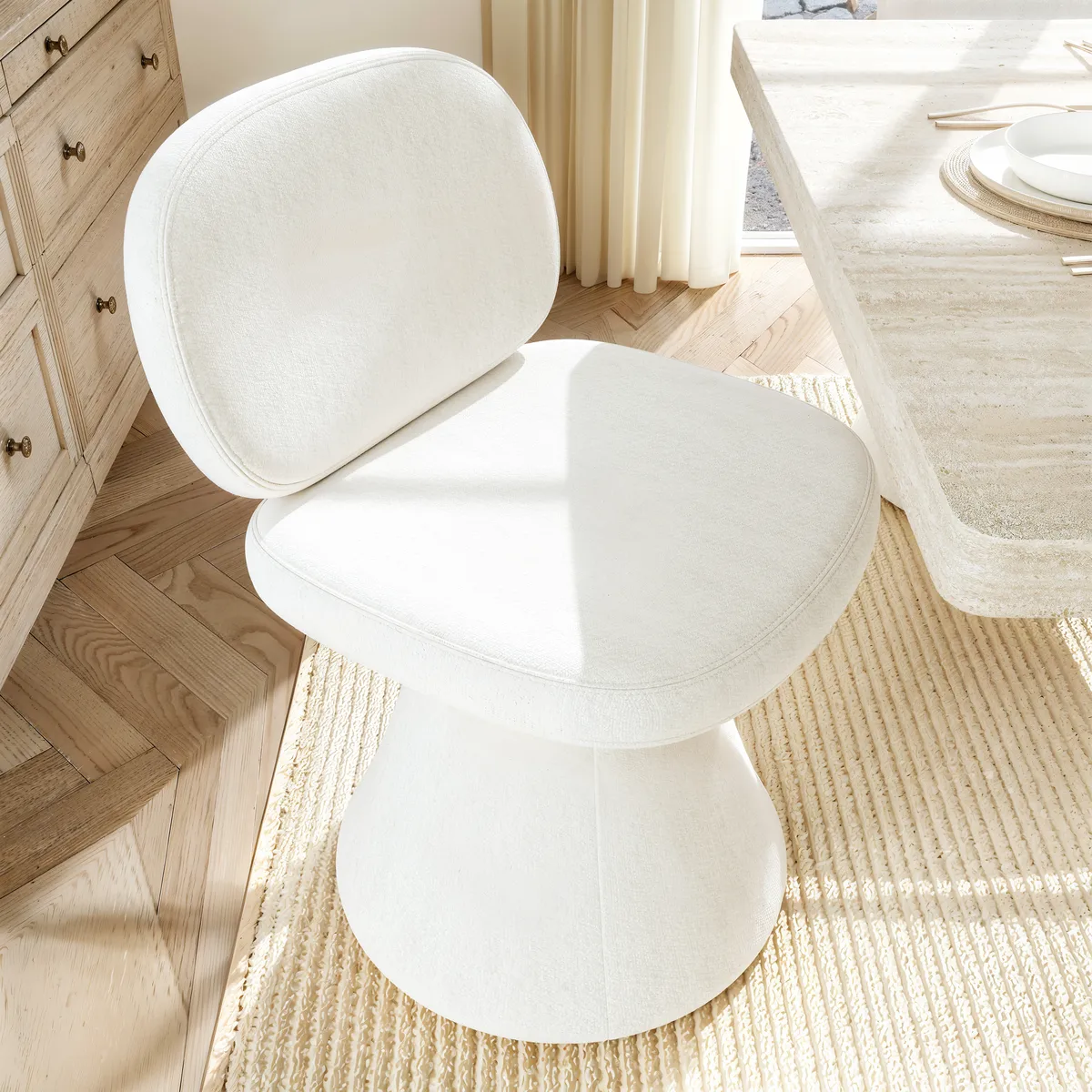 Warm White Performance Chenille Swivel Dining Chair — image 4
