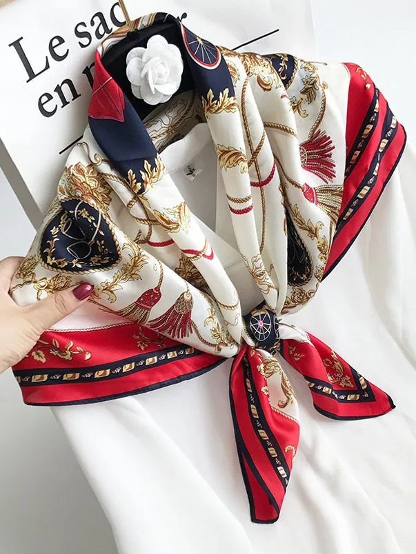 100% Mulberry Silk Printed Square Shawl Scarf 88*88cm — image 9